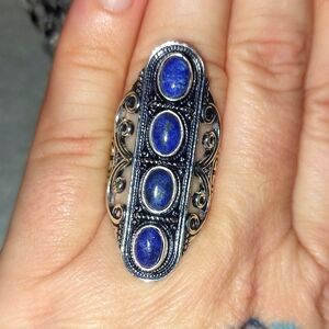 Vintage Style Lapis Lazuli 4 Stone Ring